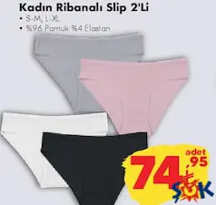 KADIN RİBANALI SLİP KÜLOT 2'Lİ